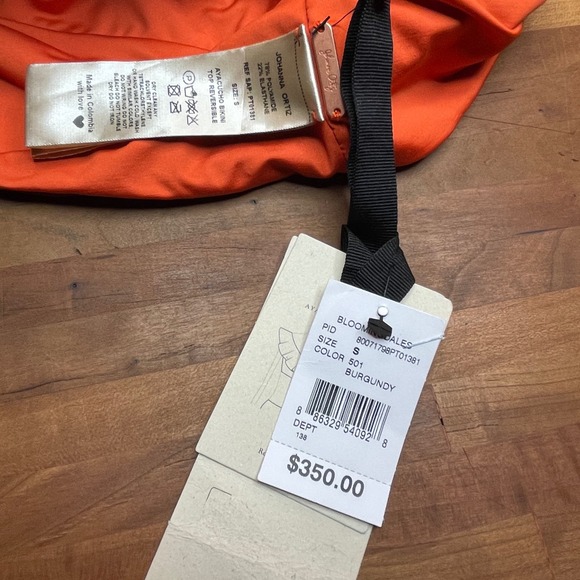 Johanna Ortiz Ayacucho Ruffle Reversible One Shoulder Bikini Top burgundy Small - Picture 9 of 10